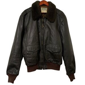 Vintage L.L. bean Leather Bomber Jacket